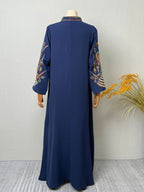 Elegante Abito Lungo da Donna Musulmana con Ricami Colorati, Perfetto per Tutte le Stagioni, Abbigliamento Elegante e Confortevole, Abiti da Donna Musulmana