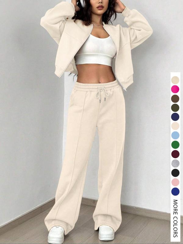 Ensemble veste et pantalon décontracté à rayures pour femme, à manches longues et fermeture éclair, tenue d'aéroport, taille naturelle ajustée, longueur classique, toutes saisons