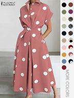 Robe unie à col pour femme, robe décontractée à manches courtes pour l'été, vêtements pour femmes pour le quotidien