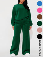 Set da donna casual composto da top a manica lunga e pantaloni dritti a vita alta, autunno inverno, abbigliamento comodo ed elegante, abbigliamento femminile