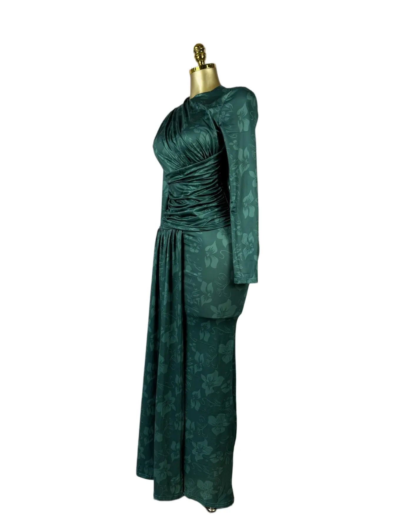 Women's O-Neck Long Sleeve Maxi Prom Dress