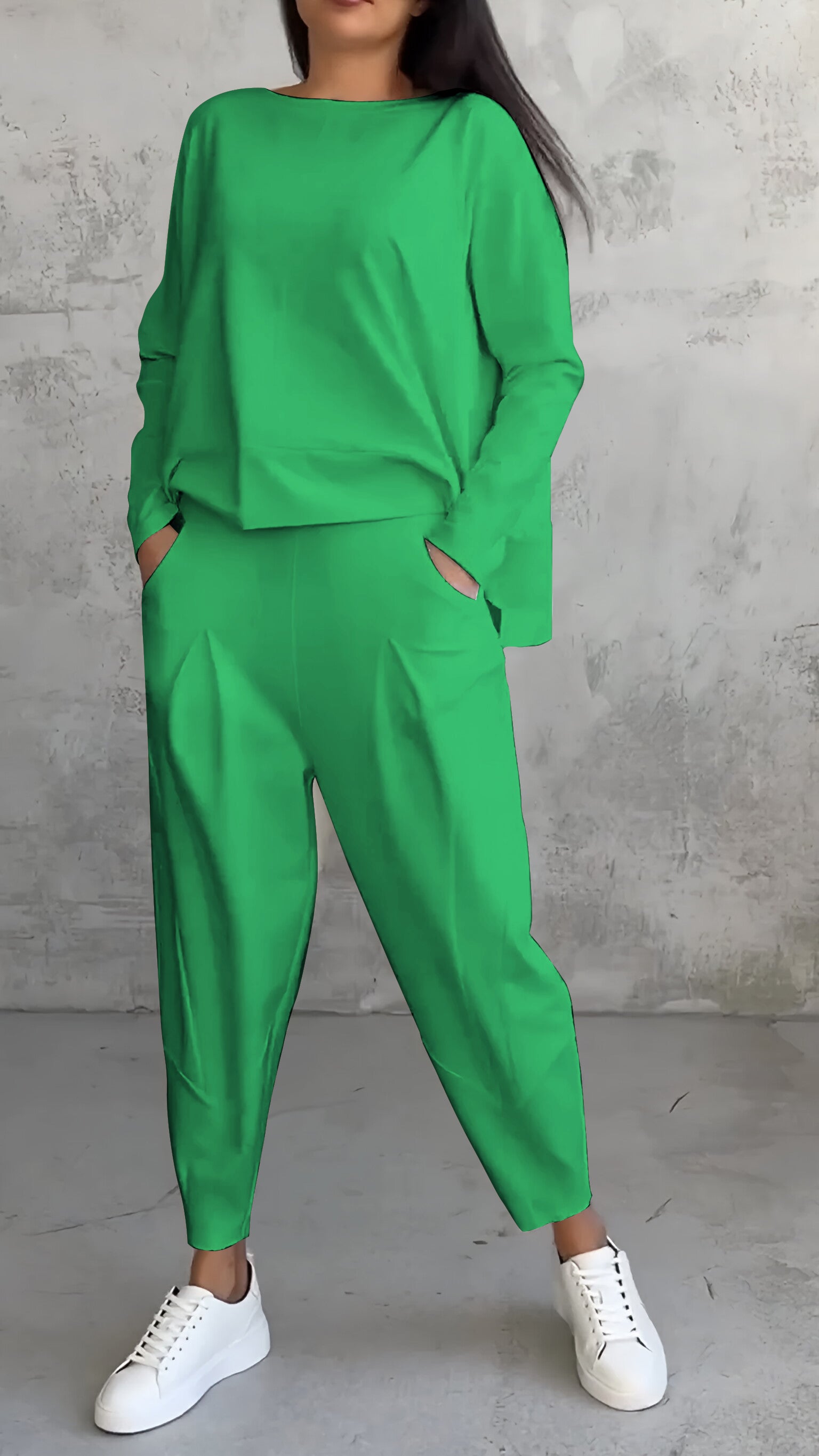 Ensemble décontracté deux pièces chic femme automne col rond manches longues