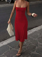 Women's Basic Solid Color Bodycon Slip Dress