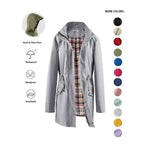 Trench-coat à capuche zippé de couleur unie pour femme, à cordon de serrage, manches longues, imperméable, coupe-vent, doux, confortable, décontracté, adapté au printemps, à l'automne, aux tenues quotidiennes et aux sorties
