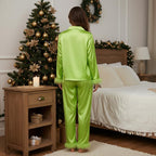 Pigiama "Mamma e io" di Natale, coordinato per tutta la famiglia, manica lunga, scollo a V con risvolto, bottoni e pantaloni a vita elasticizzata, homewear