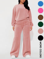 Set da donna casual composto da top a manica lunga e pantaloni dritti a vita alta, autunno inverno, abbigliamento comodo ed elegante, abbigliamento femminile
