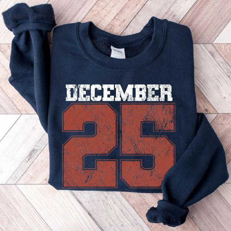 Felpa natalizia retrò, maglietta 25 dicembre, abbigliamento natalizio, magliette natalizie da donna, girocollo natalizio, regalo di Natale, maglione invernale