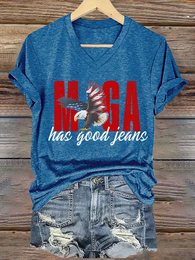 🔥Acquista 3 e ottieni il 15% di sconto🔥T-Shirt con Stampa Jeans Retrò con Scollo a V