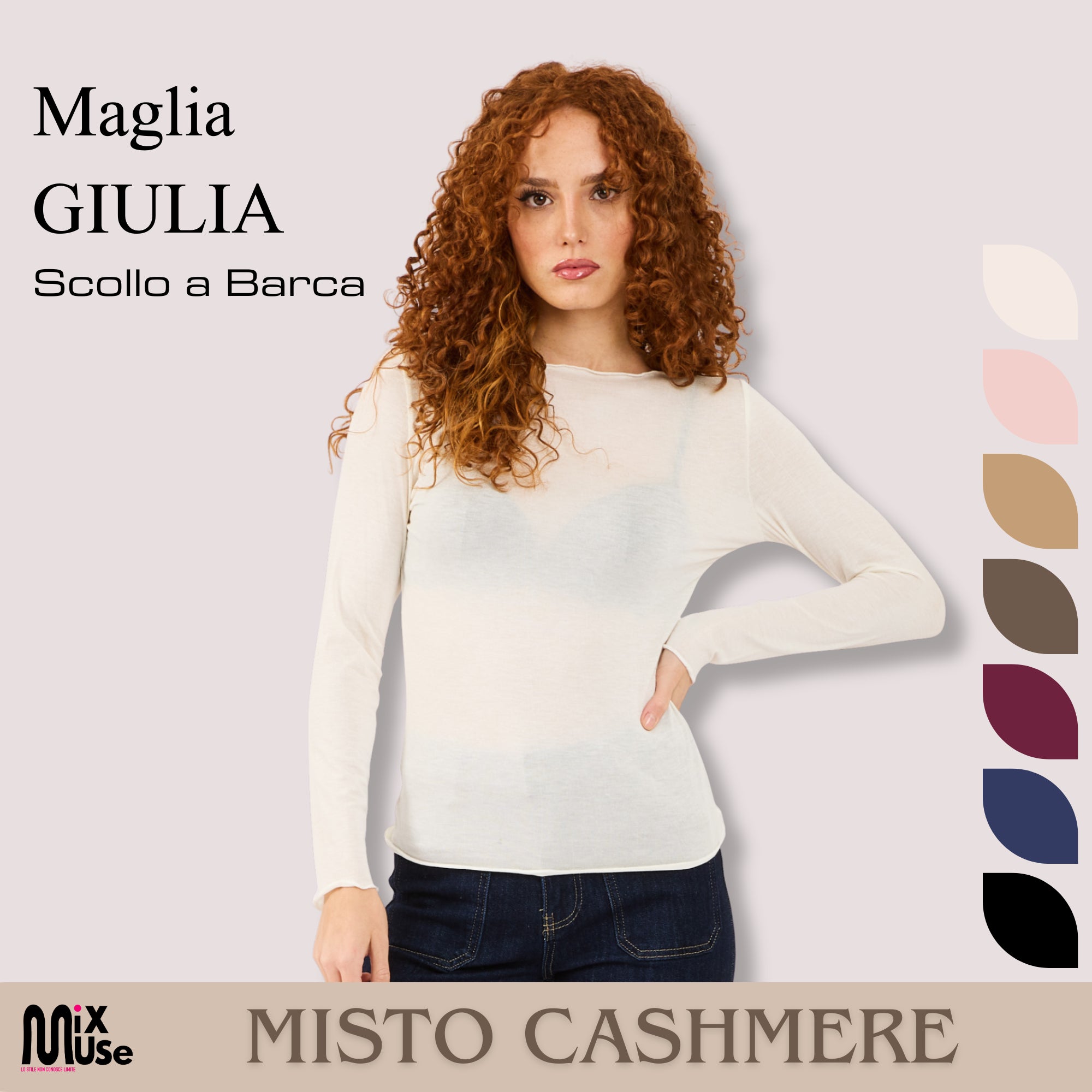 [2026.COUTURE] Maglia Giulia Basic a Maniche Lunghe in Misto Cashmere