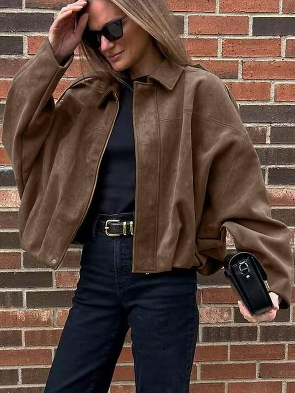 Veste aviateur femme, Nouveautés manteaux et vestes, Veste zippée décontractée pour femme, Veste d'hiver pour femme, Veste pilote oversize coupe courte, Veste courte streetwear femme 2025, Vêtement d'extérieur