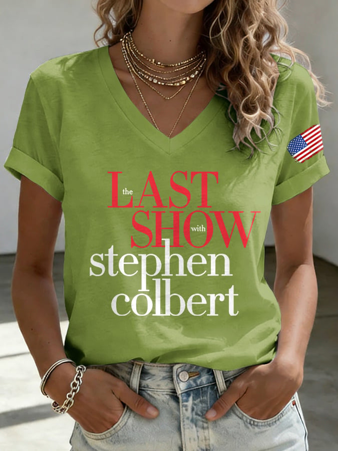 🔥Compra 3 e ottieni il 15% di sconto🔥T-Shirt con stampa retrò "Last Show" con scollo a V