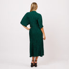 [2026.COUTURE] Abito midi plissettato con maniche kimono