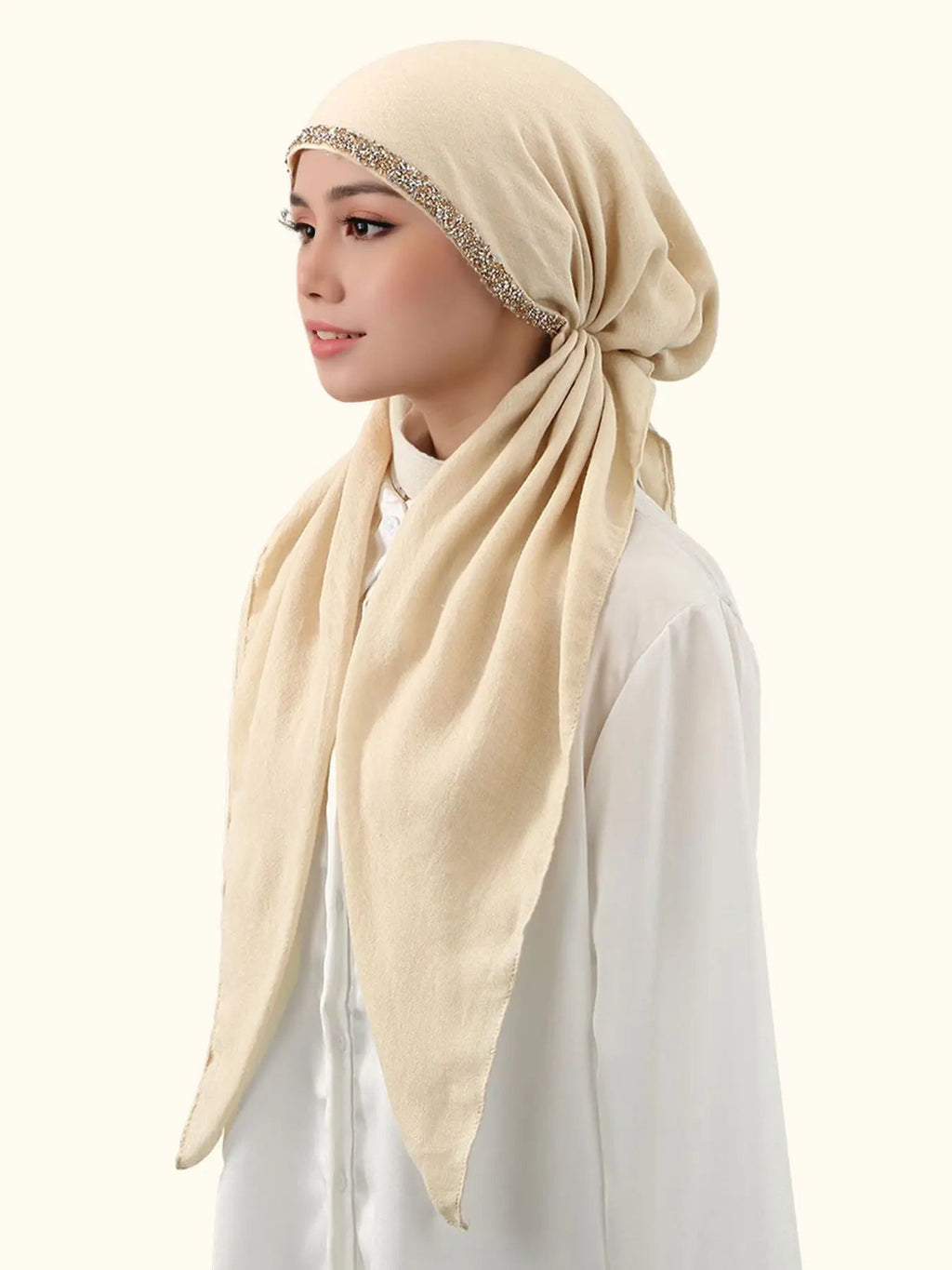 Hijab simple et polyvalent pour femmes, extensible, orné de bijoux, respirant, anti-transpiration, en jersey, protection solaire