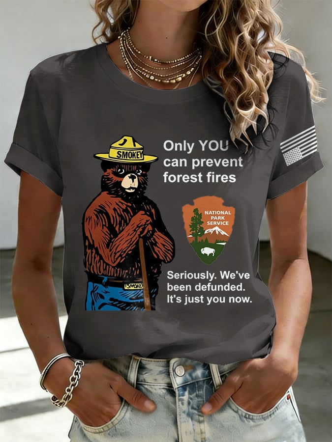 Retro Resist Salva Il Servizio Forestale Solo Tu Puoi Prevenire Gli Incendi Boschivi Seriamente. Ci Hanno Tagliato I Fondi. Ora Dipende Solo Da Te Stampa Maglietta