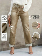 Women's Solid Color Jeans, Casual Comfy Denim Pants for Daily Wear, Ladies Bottoms for All Seasons