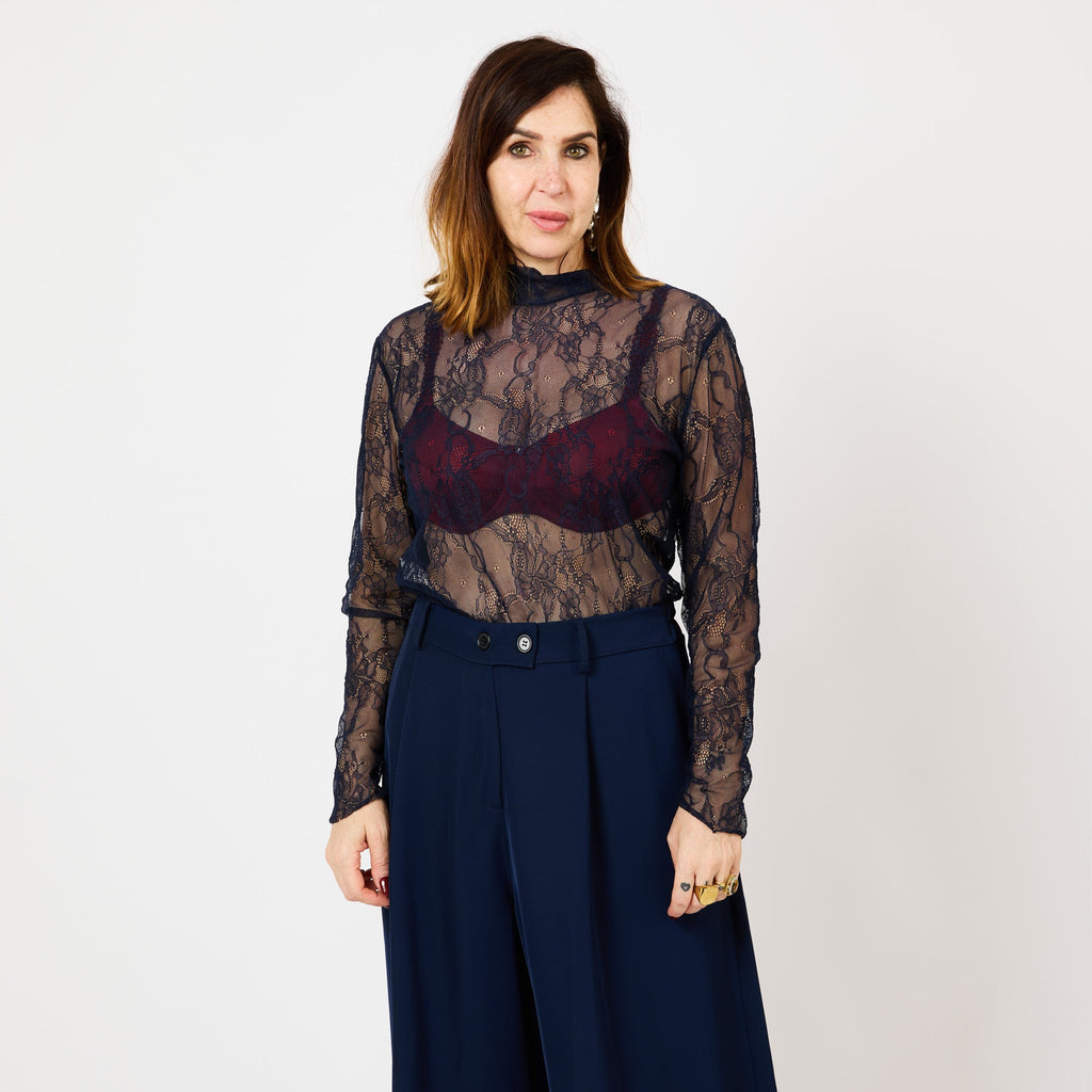 [2026.COUTURE] Maglia in Pizzo Angelo, Trasparente A Maniche Lunghe