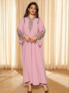 Elegante Abito Lungo da Donna Musulmana con Ricami Colorati, Perfetto per Tutte le Stagioni, Abbigliamento Elegante e Confortevole, Abiti da Donna Musulmana