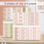 48 Sheets Scrapbook Paper 48 Designs Patterned Paper, 12 x 12 Inch Pink Floral Background Decorative Paper for DIY Album Decoupage Scrapbooking Card Making