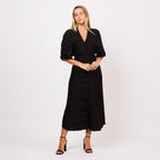 [2026.COUTURE] Abito midi plissettato con maniche kimono