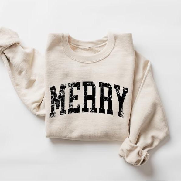 Felpa retrò allegra, Felpa allegra di Natale, Maglietta natalizia da donna, Maglione festivo per le vacanze, Simpatico regalo di Natale, Maglietta natalizia