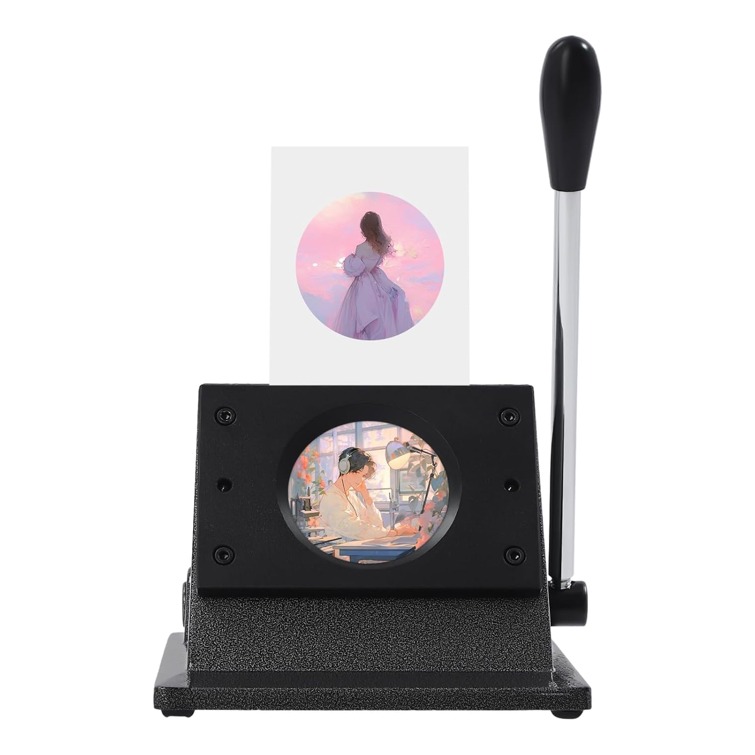 1.46" /37mm Button Paper Cutter, 1.9"/48.5mm Cutting Hole Dia. Round Punch Die Cutter, Professional Badge & Medal Cutting Machine, Manual Circle Cutter for Paper, Cardboard & Thin Leather