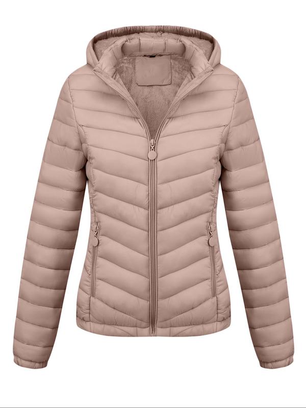 Doudoune Légère pour Femme, Manteau à Capuche Décontracté Automne et Hiver avec Poches, Vêtement d'Extérieur Chaud pour le Quotidien