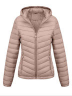 Doudoune Légère pour Femme, Manteau à Capuche Décontracté Automne et Hiver avec Poches, Vêtement d'Extérieur Chaud pour le Quotidien