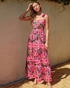 Costume intero e gonna con stampa floreale rosa Paradise