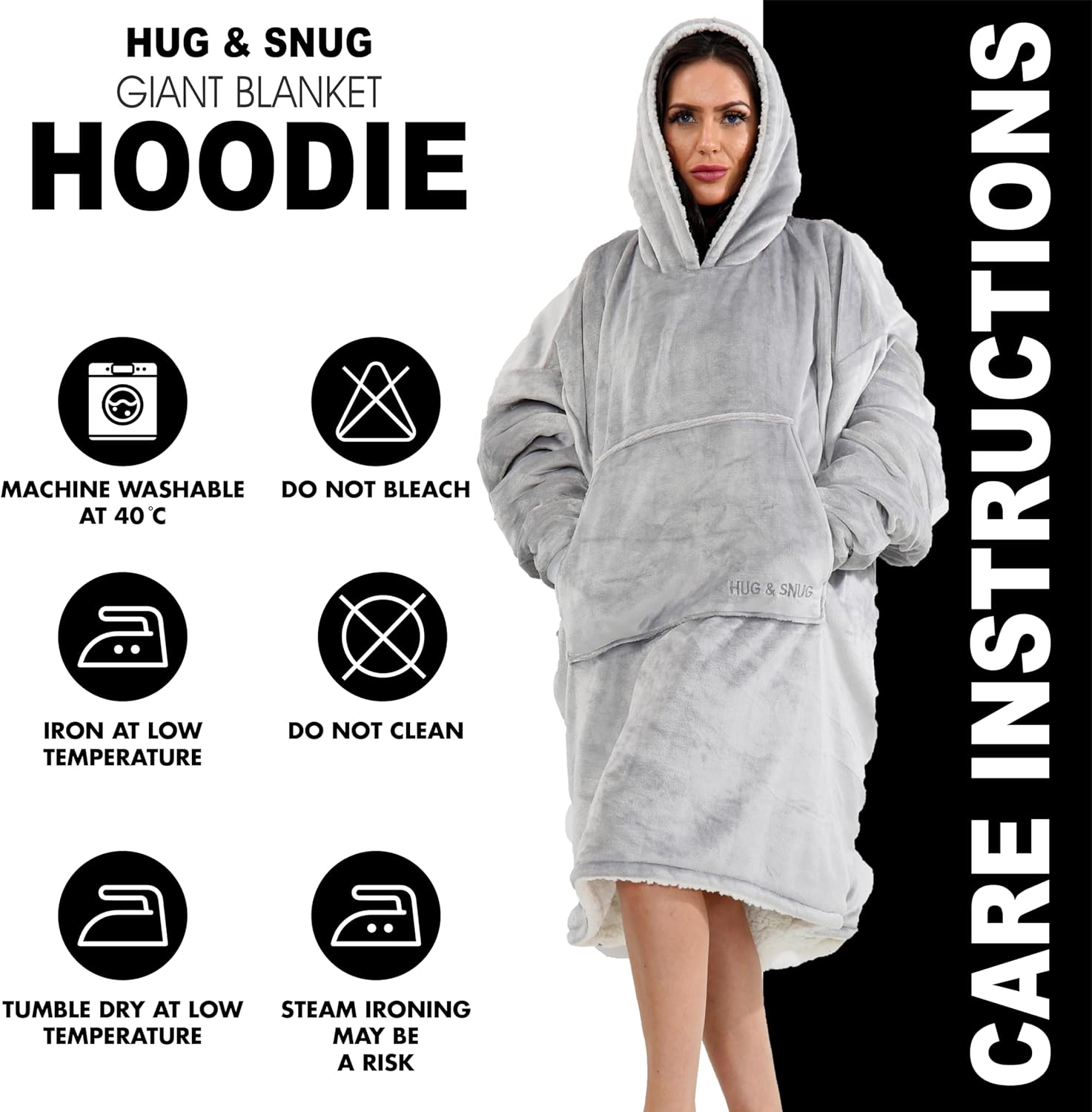 Couverture Sweat à Capuche Géante Homme Femme, Polaire Sherpa Ultra Douce Chaude Confortable Portable, Plaid Couverture à Manches pour Adultes Ados avec Grande Poche