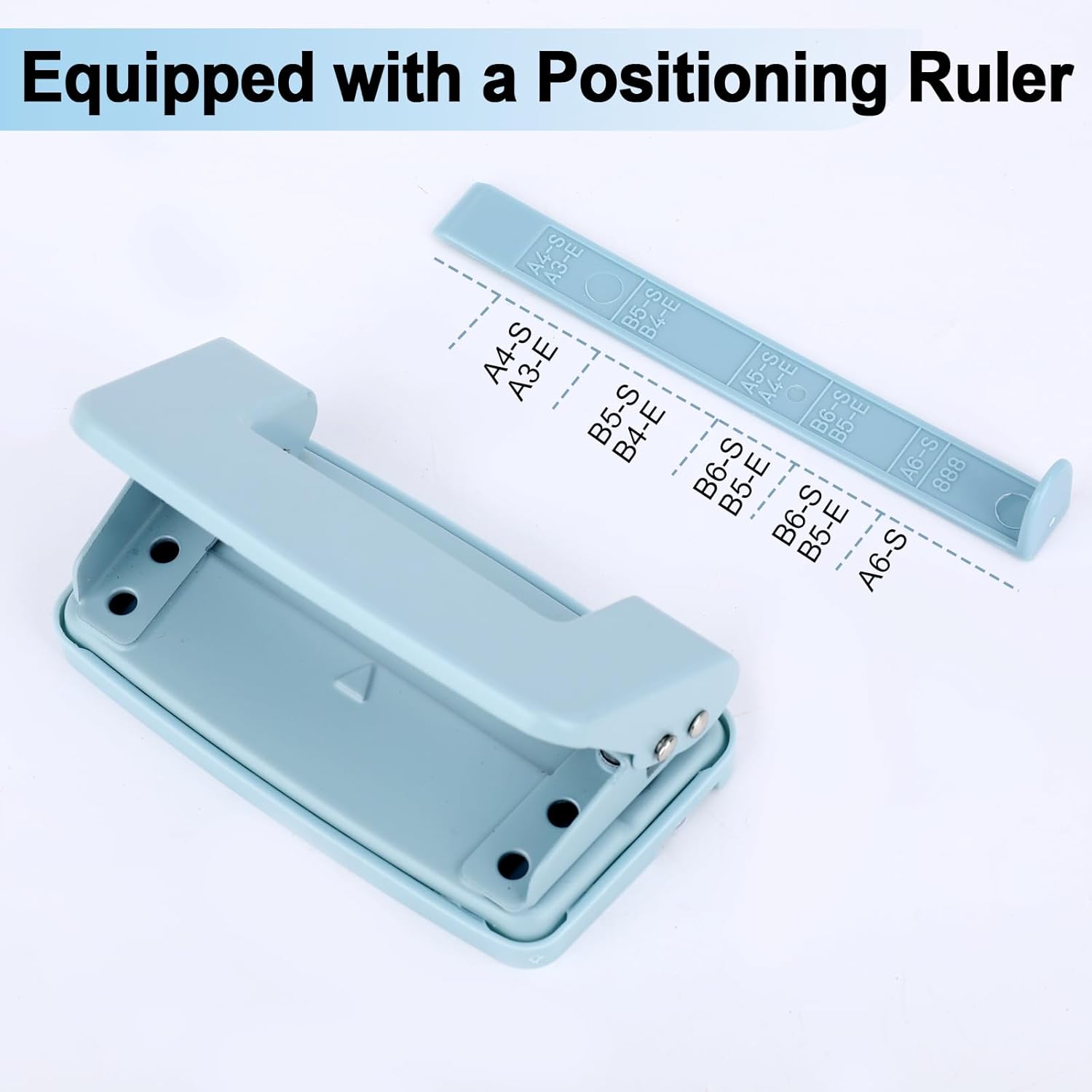 2 Hole Paper Punch,Metal Two Hole Punch，Adjustable 2 Hole Paper Puncher for A4/A5/B5 Looseleaf Book and Home Supplies（Blue）