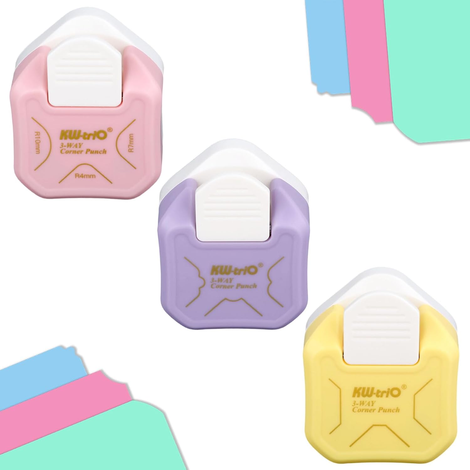 3 Pcs Paper Corner Rounder Punch, 3 Hole Punch Paper Cutter 3 in 1, Corner Cutter Rounder for Cardstock Scrapbooking Scrapbook Supplies, Photo Corners Hole Puncher for Crafts Journaling Supplies