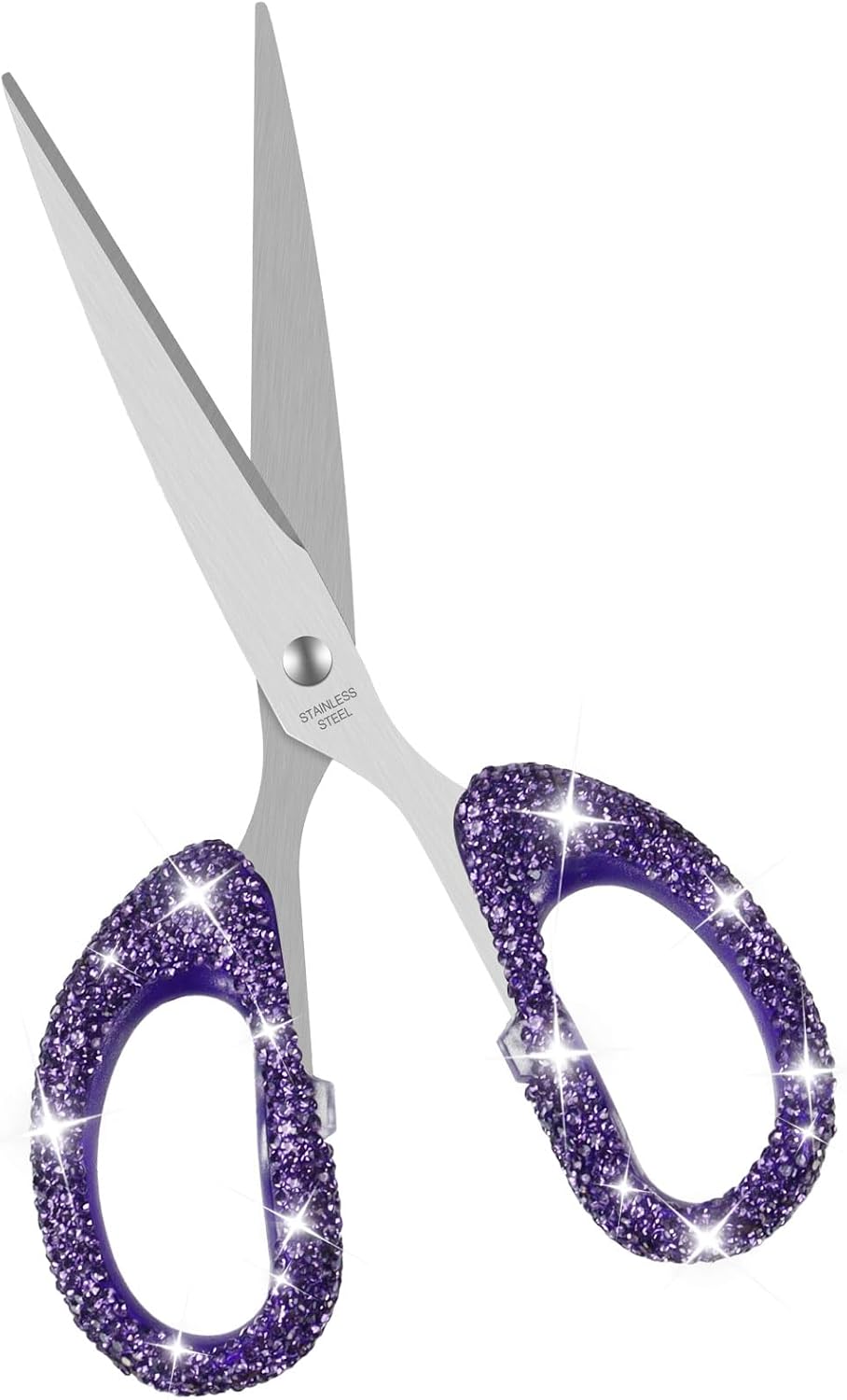 7.68-Inch Rhinestone Scissors - Bling Metal Cute Craft Scissors for School, Office, Halloween - Sparkly Handle Paper Cutter (Orange)