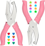 2 Pack Heart and Star Hole Punchers,1/4 Inch Metal Handheld Paper Punch for Crafts,Tickets,Scrapbooking,Soft-Grip Handle Design