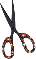 7.68-Inch Rhinestone Scissors - Bling Metal Cute Craft Scissors for School, Office, Halloween - Sparkly Handle Paper Cutter (Orange)