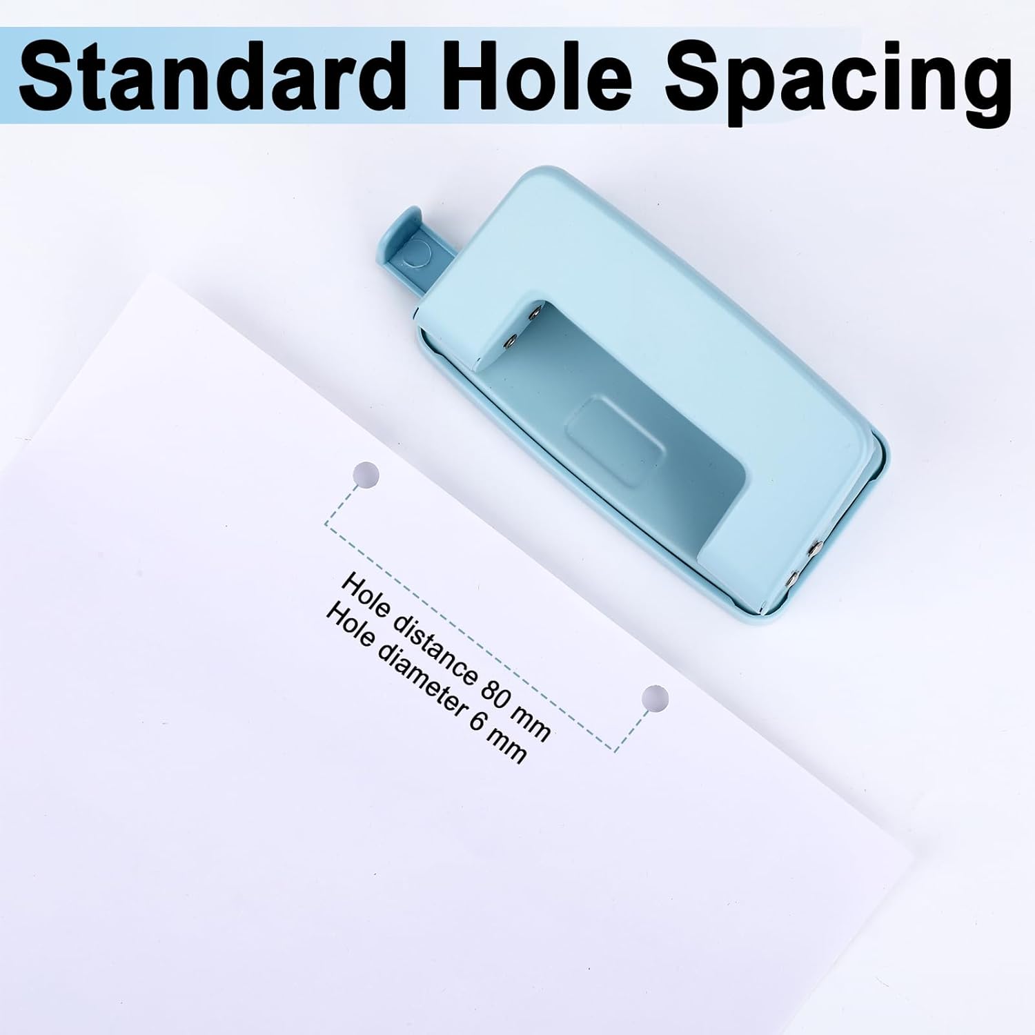 2 Hole Paper Punch,Metal Two Hole Punch，Adjustable 2 Hole Paper Puncher for A4/A5/B5 Looseleaf Book and Home Supplies（Blue）