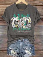Women'S Casual "By Grace, I Am A Survivor" Lung Cancer Awareness Printed Short-Sleeve T-Shirt
