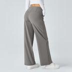 Pantaloni da Lavoro a Vita Alta con Tasche e Gamba Dritta, Abiti Business Casual da Donna, Abbigliamento Sportivo e da Esterno da Donna