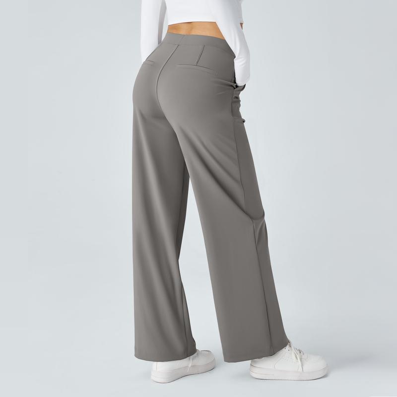 Pantaloni da Lavoro a Vita Alta con Tasche e Gamba Dritta, Abiti Business Casual da Donna, Abbigliamento Sportivo e da Esterno da Donna