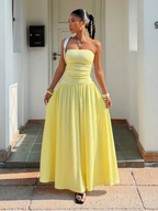 Robe longue d'été élégante sans bretelles pour femme