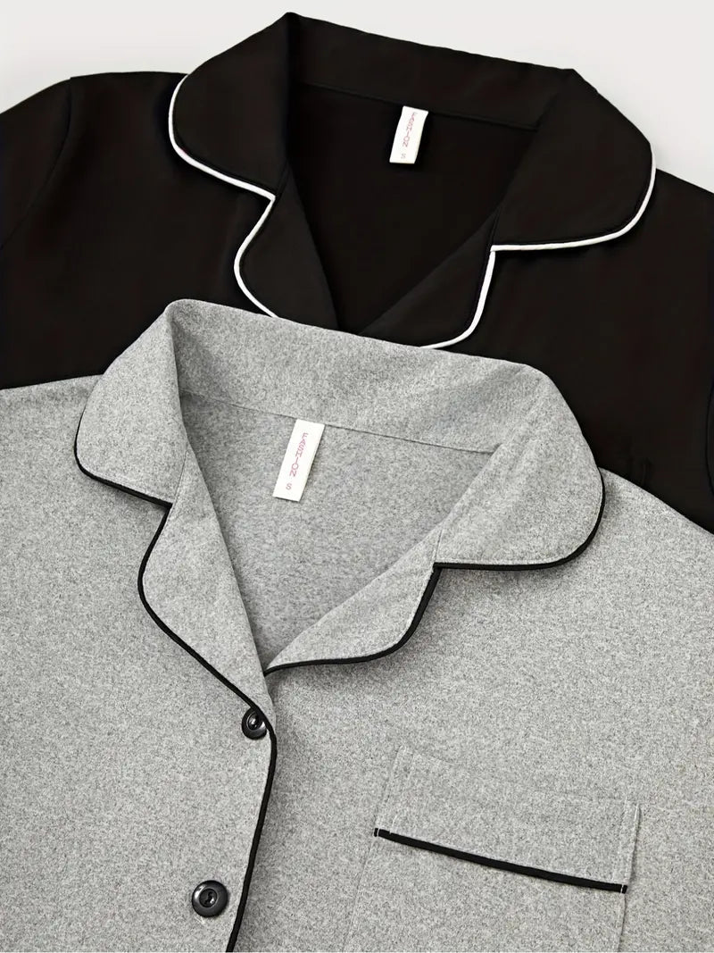 Ensemble cardigan à revers pour femmes, tricot décontracté ample à manches longues, tenue d'intérieur automne et hiver, 2 pièces