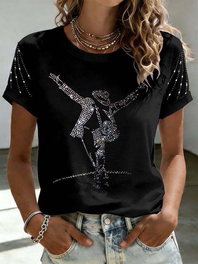 T-shirt a girocollo da donna Superstar con stampa artistica