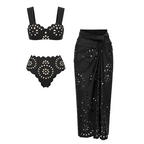 Costume da bagno intero/Due pezzi nero con ferretto e ritagli