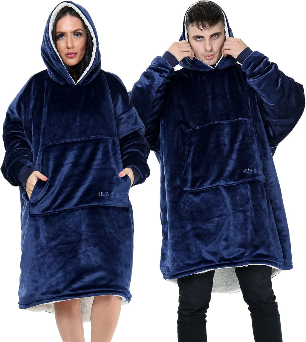 Couverture Sweat à Capuche Géante Homme Femme, Polaire Sherpa Ultra Douce Chaude Confortable Portable, Plaid Couverture à Manches pour Adultes Ados avec Grande Poche