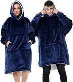 Couverture Sweat à Capuche Géante Homme Femme, Polaire Sherpa Ultra Douce Chaude Confortable Portable, Plaid Couverture à Manches pour Adultes Ados avec Grande Poche