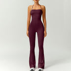 Women's Halter Neck Bodycon Flared Leg Jumpsuit – Stylish & Comfortable for Fitness & Fashion,Stylish & Comfortable Athleisure Outfit, Butt Lifting, High Waist Workout Gym Clothing Stretchable Activewear,jumpsuit women