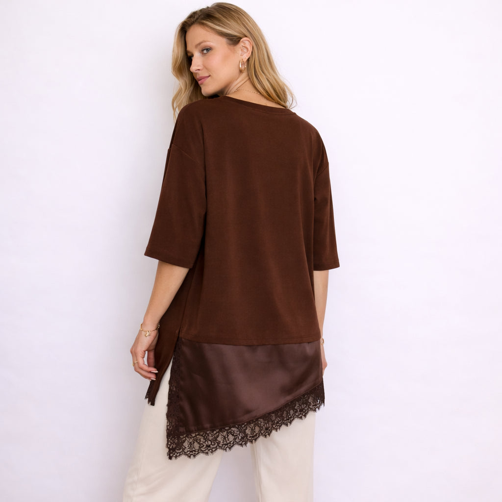 [2026.NOHO] Maglia Con Inserto In Raso E Pizzo