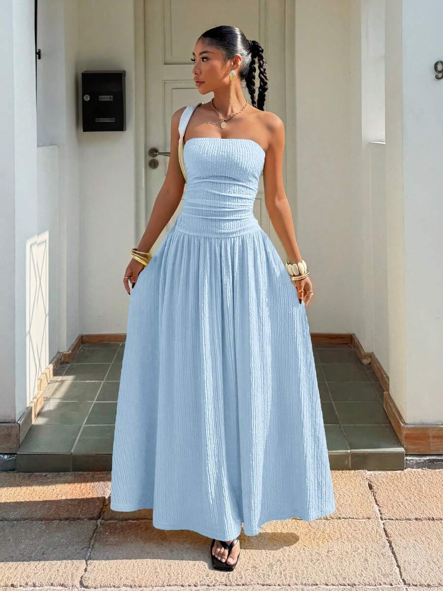 Robe longue d'été élégante sans bretelles pour femme