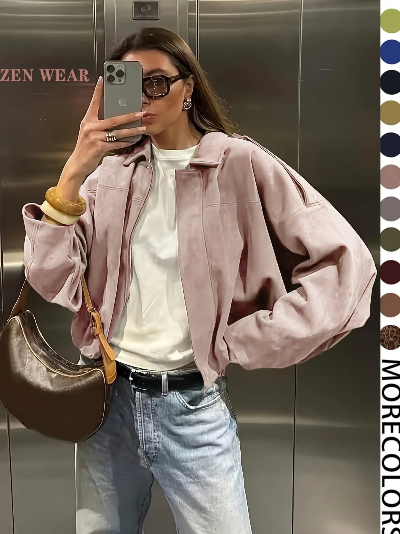 Veste aviateur femme, Nouveautés manteaux et vestes, Veste zippée décontractée pour femme, Veste d'hiver pour femme, Veste pilote oversize coupe courte, Veste courte streetwear femme 2025, Vêtement d'extérieur
