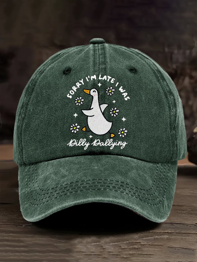 Unisex Sorry I'm Late His Timing Not Mine Ecclesiastes 3:1 Funny Silly Goose Print Baseball Cap