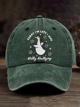 Unisex Sorry I'm Late His Timing Not Mine Ecclesiastes 3:1 Funny Silly Goose Print Baseball Cap